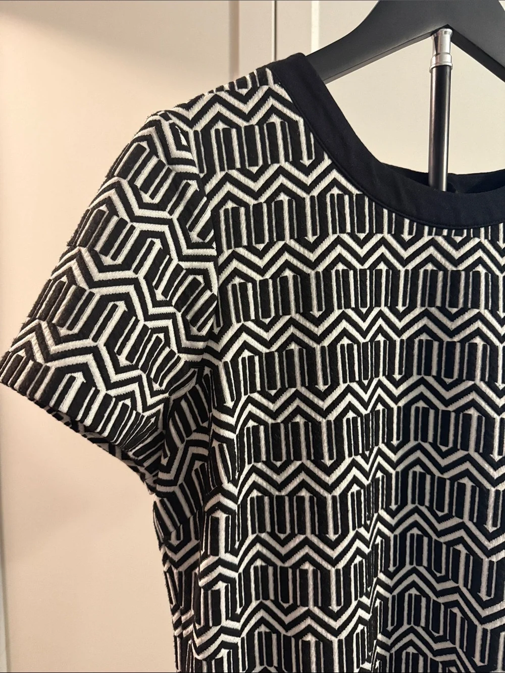 Banana Republic Black White Geometric Shift Dress Size 14